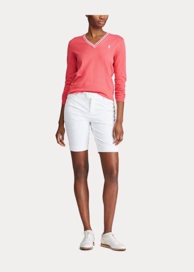 Ralph Lauren Cotton V-Neck Golf Striktrøje Dame Danmark (EUVHX3469)